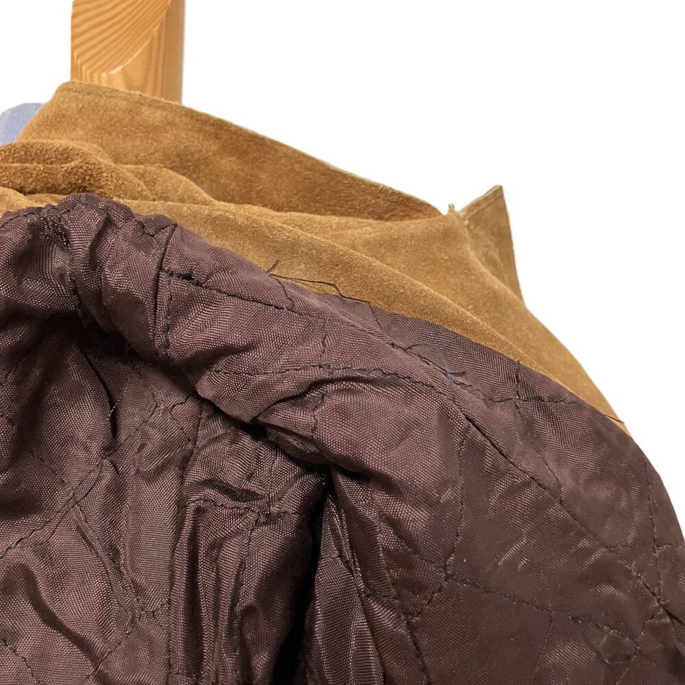 Opera Brand Hooded Suede Coat Snap Front Quilted Lining Vintage Made in Canada - Picture 9 of 12